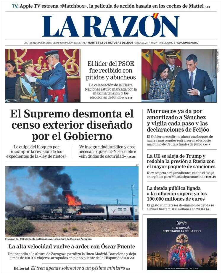 'La Razón', 13 d'octubre de 2026 'La Razón', 13 d'octubre de 2026