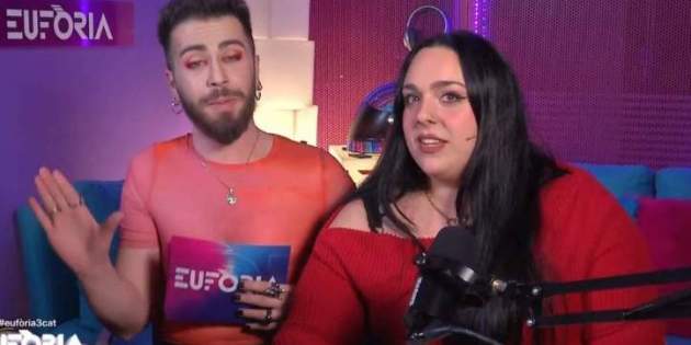 Malbert i Nadine Romero, presentant la Post Gala d''Eufòria' a TV3