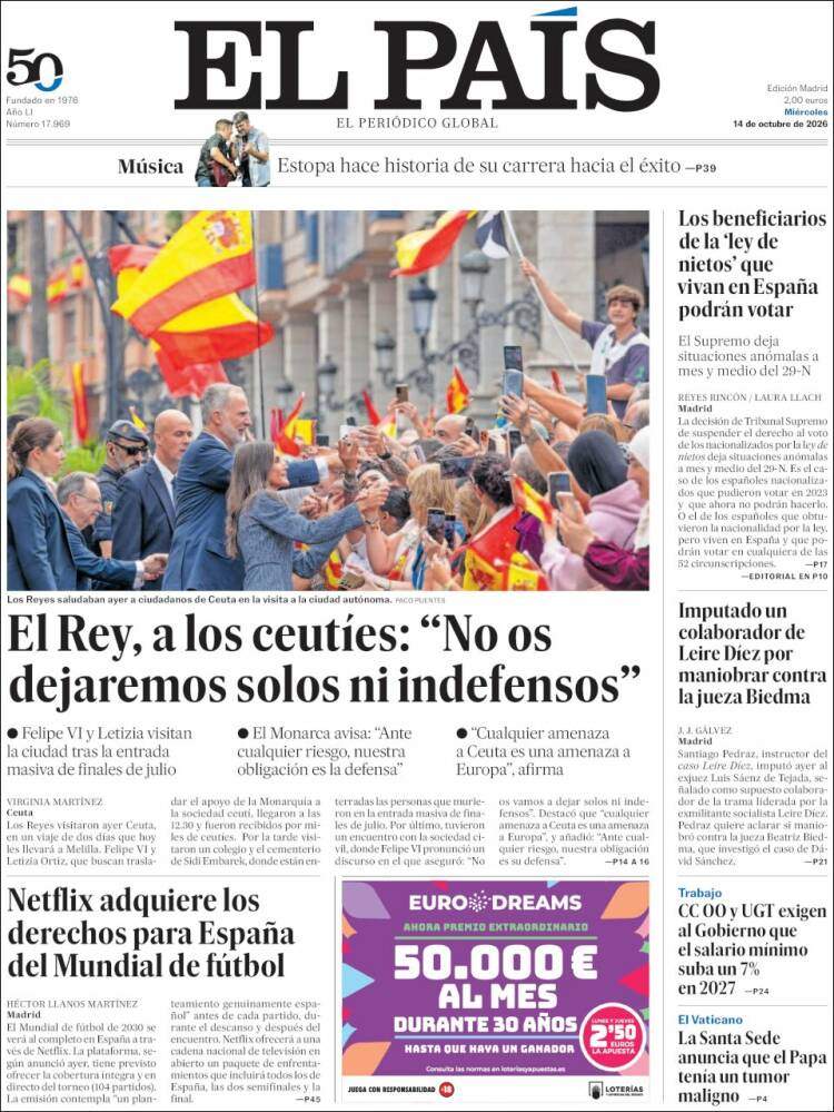 'El País', 14 d'octubre de 2026 'El País', 14 d'octubre de 2026