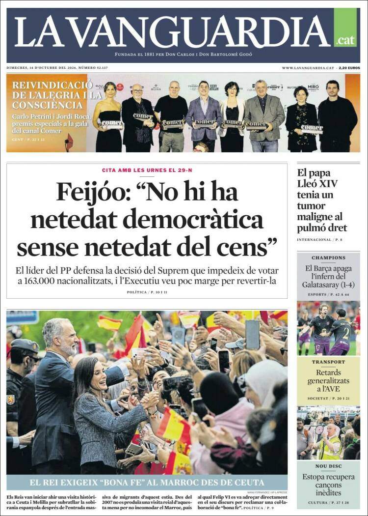 'La Vanguardia', 14 d'octubre de 2026 'La Vanguardia', 14 d'octubre de 2026