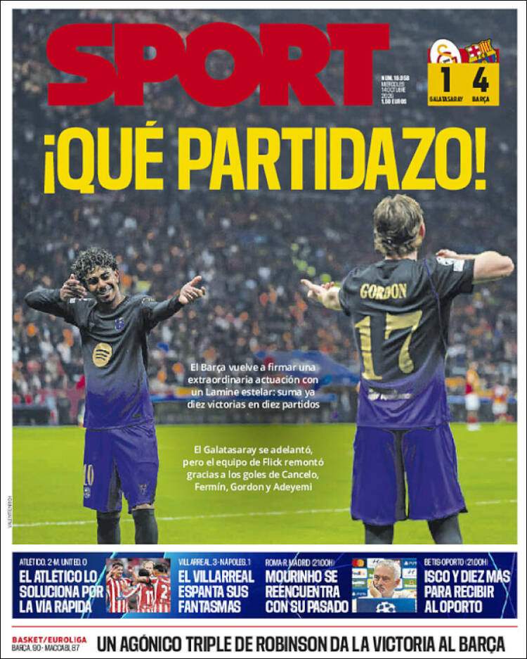 Sport portada del 14 10 2026 Sport portada del 14 10 2026
