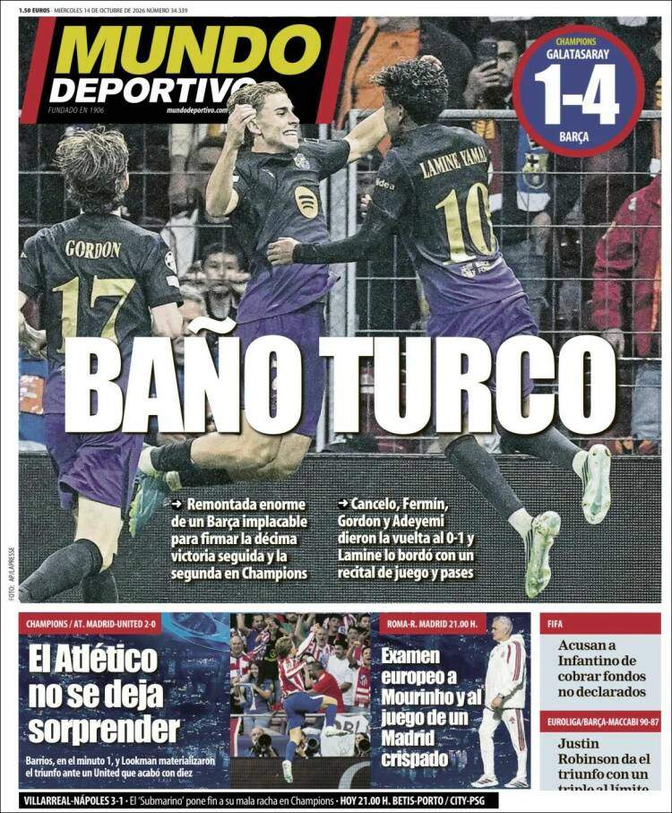 Mundo Deportivo portada del 14 10 2026 Mundo Deportivo portada del 14 10 2026