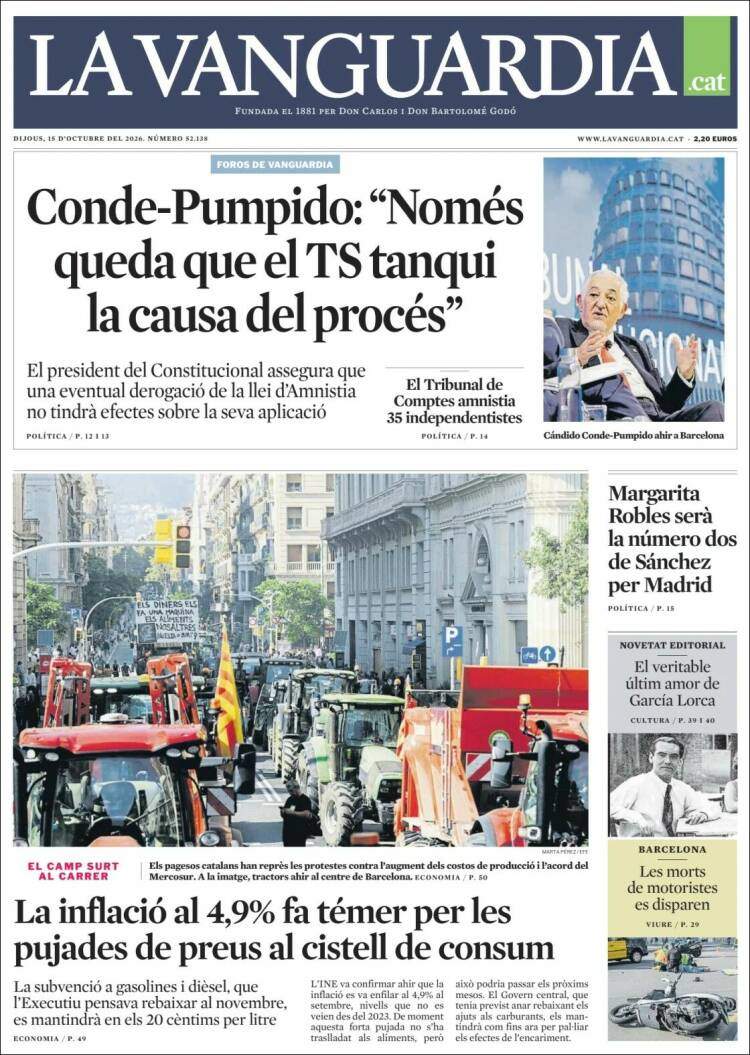 'La Vanguardia', 15 d'octubre de 2026 'La Vanguardia', 15 d'octubre de 2026