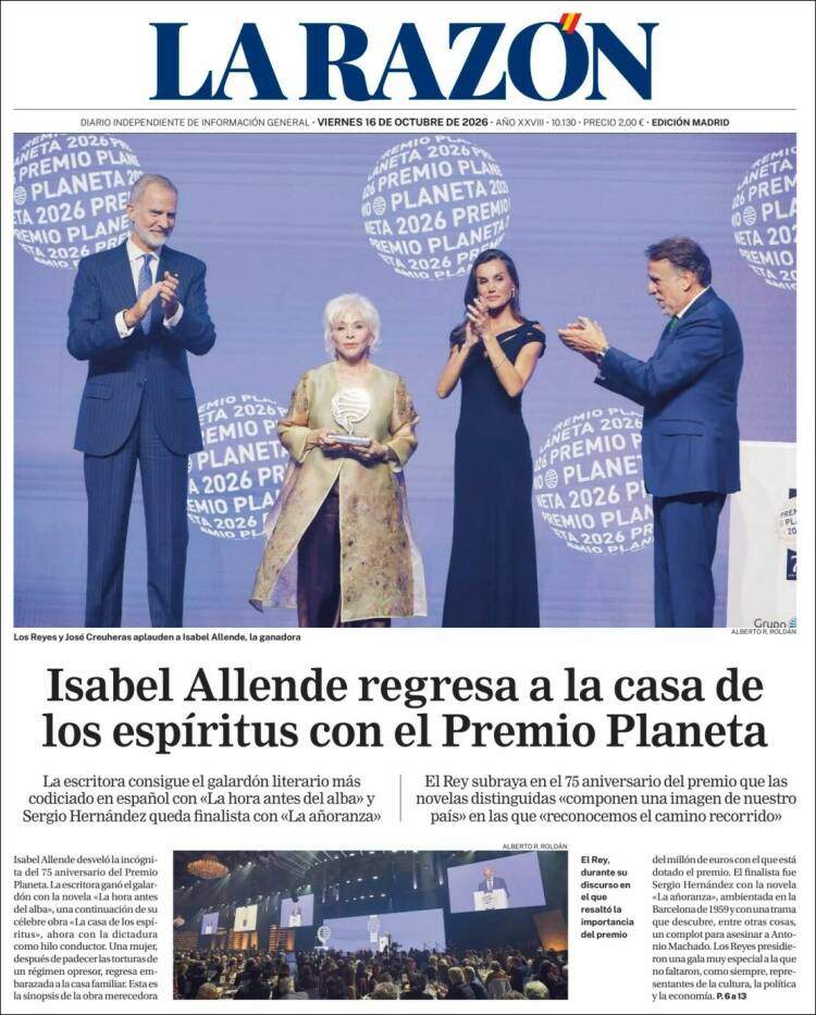 'La Razón', 16 d'octubre de 2026