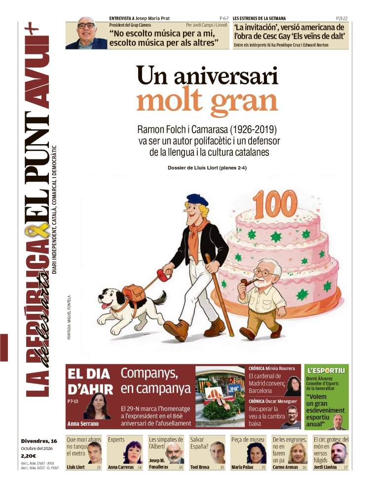 'El Punt Avui', 16 d'octubre de 2026