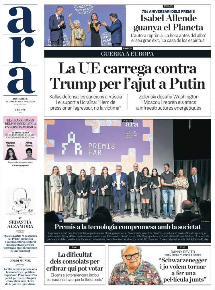 'Ara', 16 d'octubre de 2026