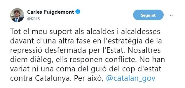 Puigdemont alcaldes fiscalia Puigdemont alcaldes fiscalia
