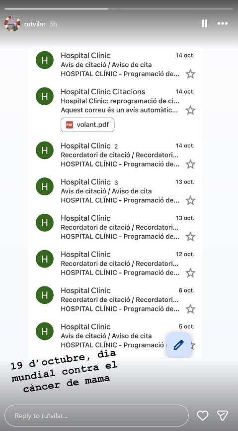 Rut Vilar i les seves cites al Clínic, Instagram Rut Vilar i les seves cites al Clínic, Instagram