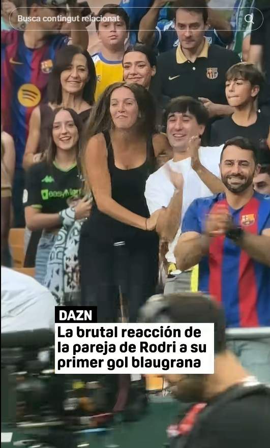 Laura Iglesias celebra amb entusiasme el gol de Rodri / Instagram