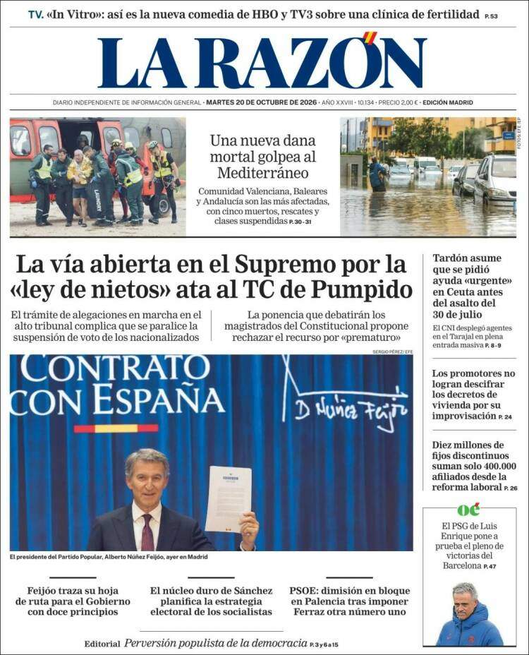 'La Razón', 20 d'octubre de 2026
