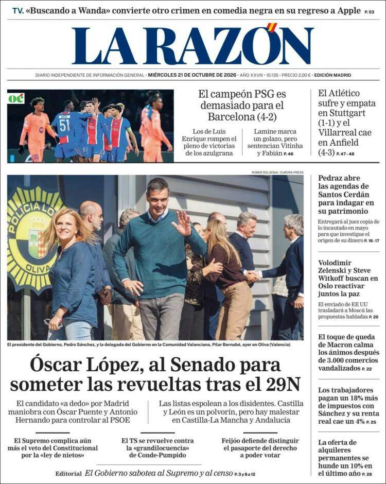 'La Razón', 21 d'octubre de 2026 'La Razón', 21 d'octubre de 2026