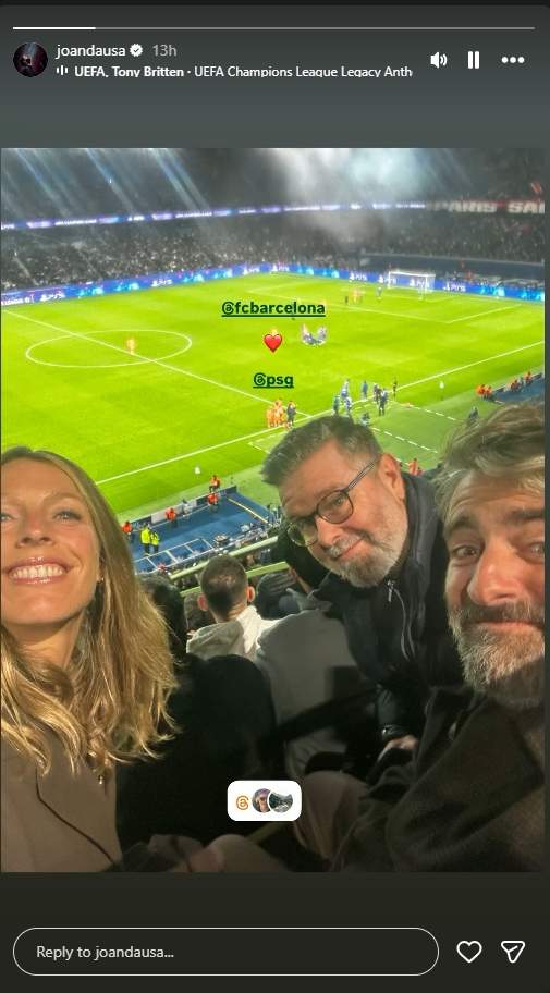 Joan Dausà al partit PSG Barça / Instagram Joan Dausà al partit PSG Barça / Instagram
