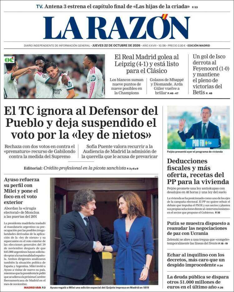 'La Razón', 22 d'octubre de 2026 'La Razón', 22 d'octubre de 2026