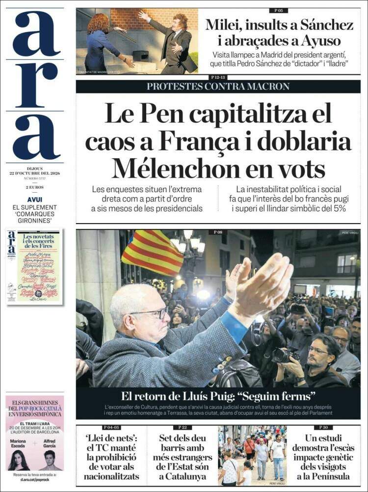 'Ara', 22 d'octubre de 2026 'Ara', 22 d'octubre de 2026