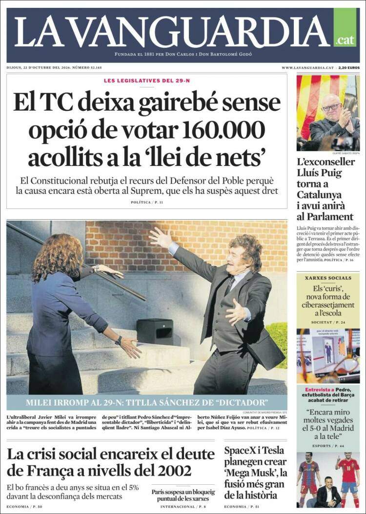 'La Vanguardia', 22 d'octubre de 2026 'La Vanguardia', 22 d'octubre de 2026