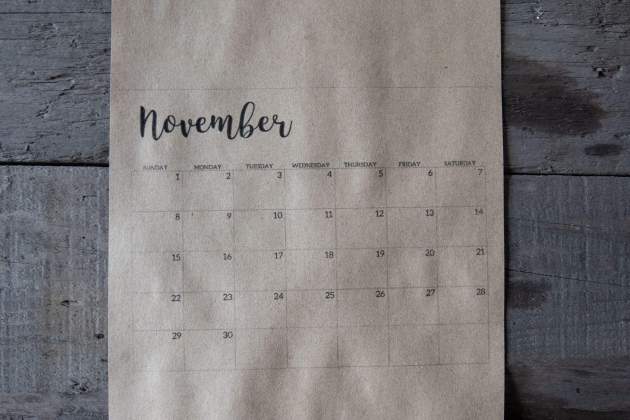 Imatge d'un calendari del mes de novembre / Foto: Pexels Imatge d'un calendari del mes de novembre / Foto: Pexels