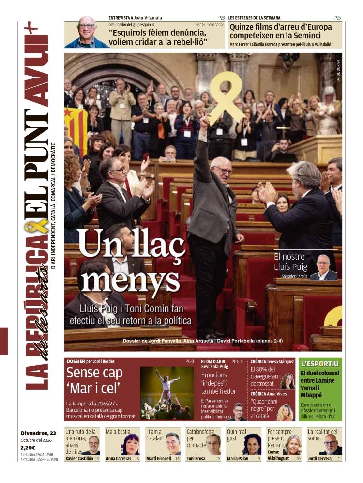 'El Punt Avui', 23 d'octubre de 2026