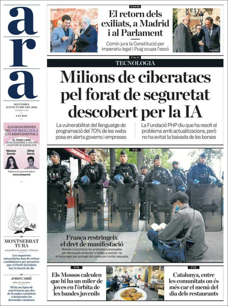 'Ara', 23 d'octubre de 2026