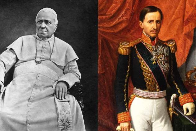 Retratos del papa Pío IX y del rey Francisco II de Nápoles, Fuente Wikimedia Commons (Grande)