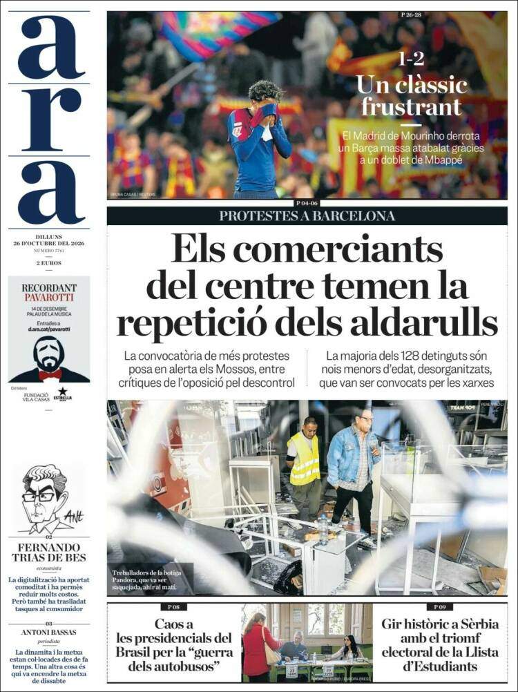 'Ara', 26 de octubre de 2026 'Ara', 26 de octubre de 2026