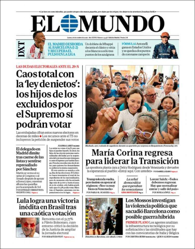 'El Mundo', 26 de octubre de 2026 'El Mundo', 26 de octubre de 2026