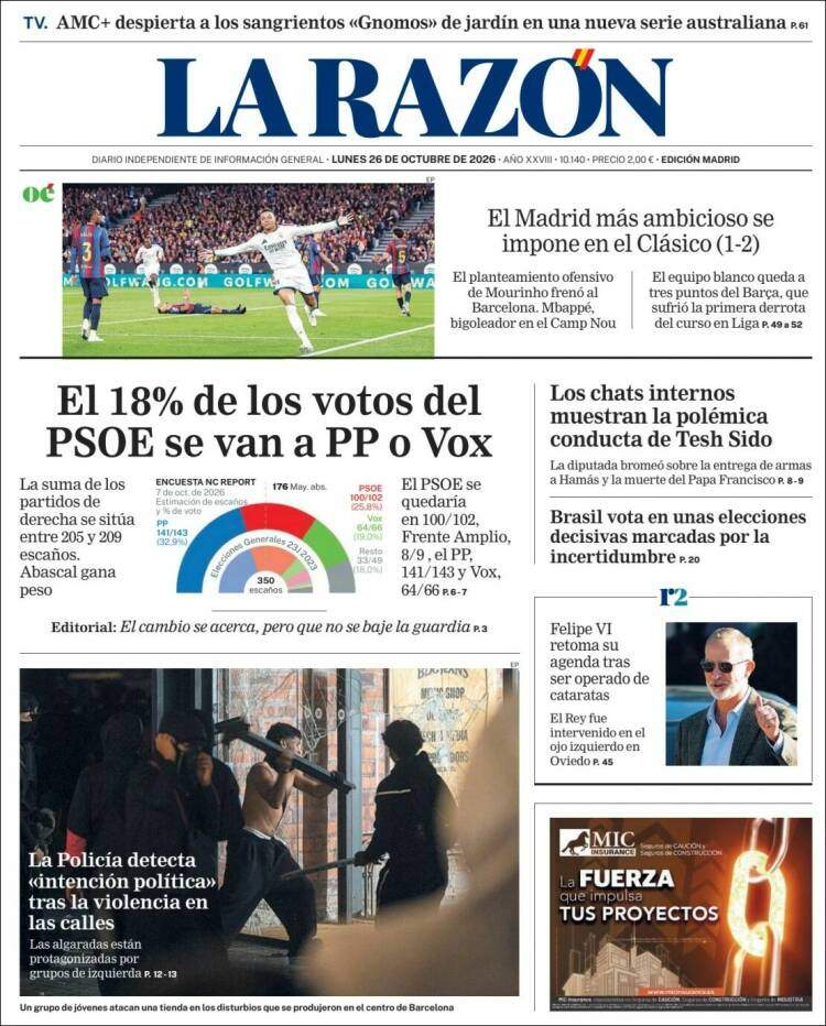'La Razón', 26 de octubre de 2026 'La Razón', 26 de octubre de 2026