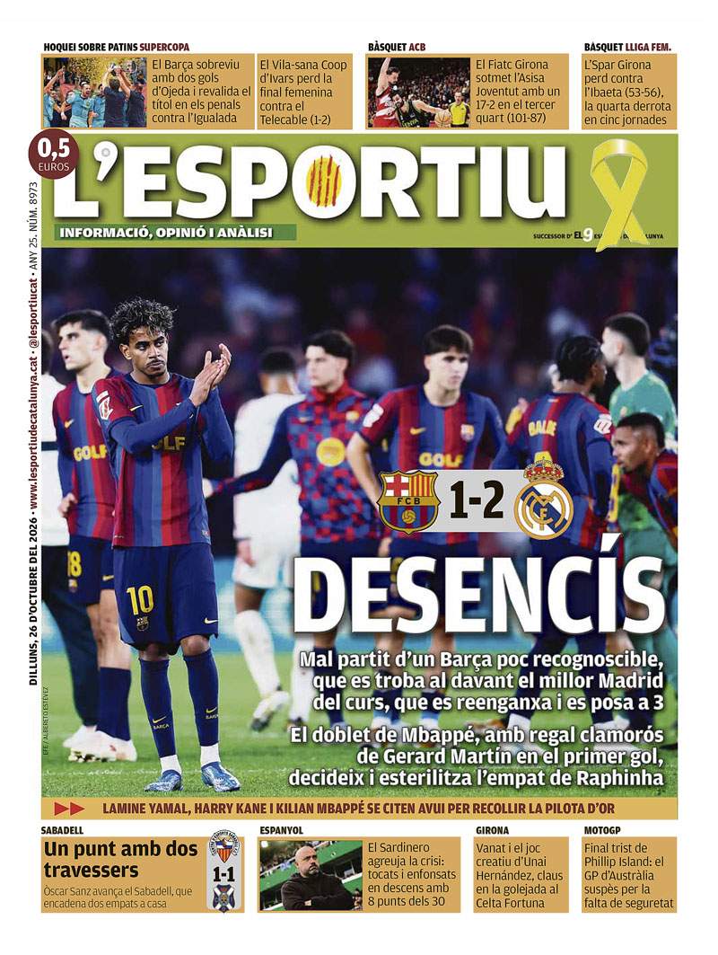 L'Esportiu portada 26 10 2026 L'Esportiu portada 26 10 2026