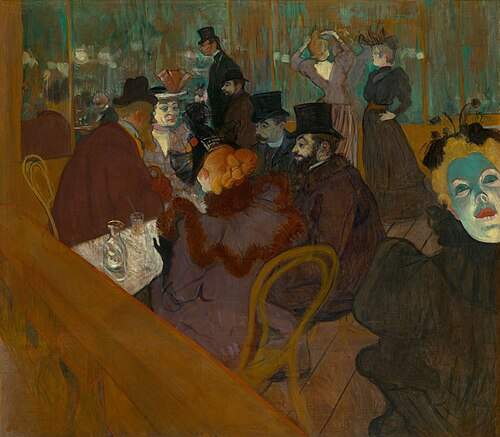 Au Moulin Rouge de Henri de Toulouse-Lautrec, es troba al Museu d' Art de Chicago. Llicència CC