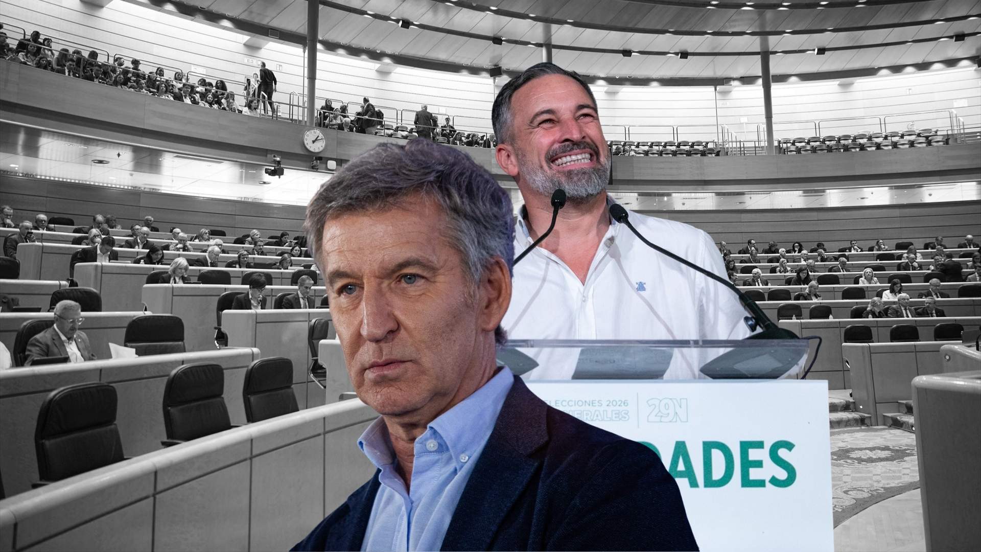 Alberto Nunez Feijoo i Santiago Abascal - Europa Press / Canva