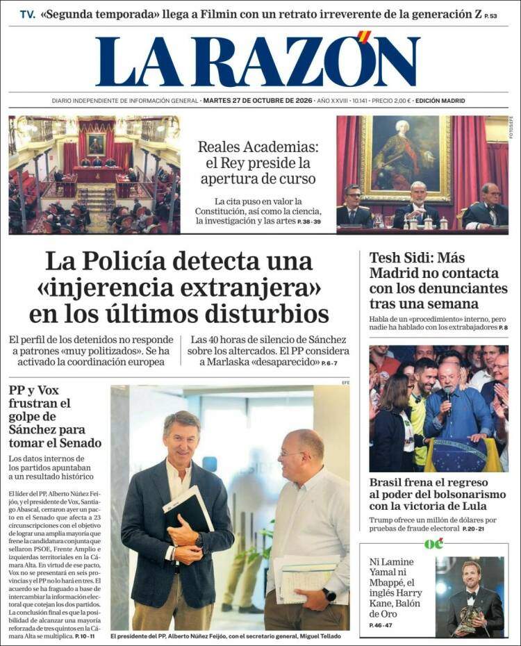 'La Razón', 27 d'octubre de 2026 'La Razón', 27 d'octubre de 2026