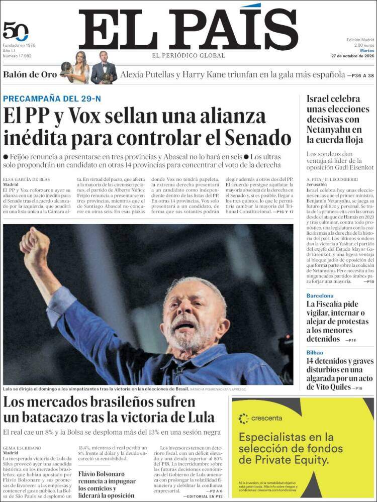 'El País', 27 d'octubre de 2026 'El País', 27 d'octubre de 2026