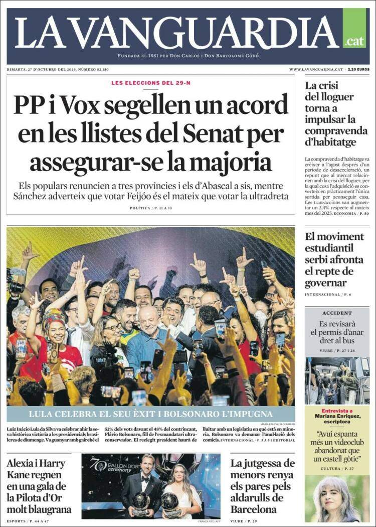 'La Vanguardia', 27 d'octubre de 2026 'La Vanguardia', 27 d'octubre de 2026