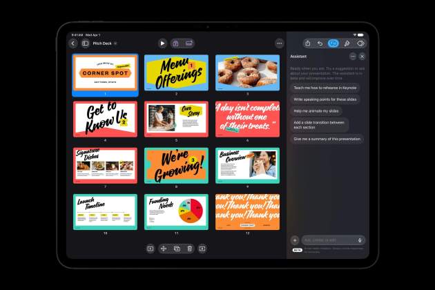 La suite de Keynote, Pages y Numbers en Creator Studio con asistente inteligente La suite de Keynote, Pages y Numbers en Creator Studio con asistente inteligente