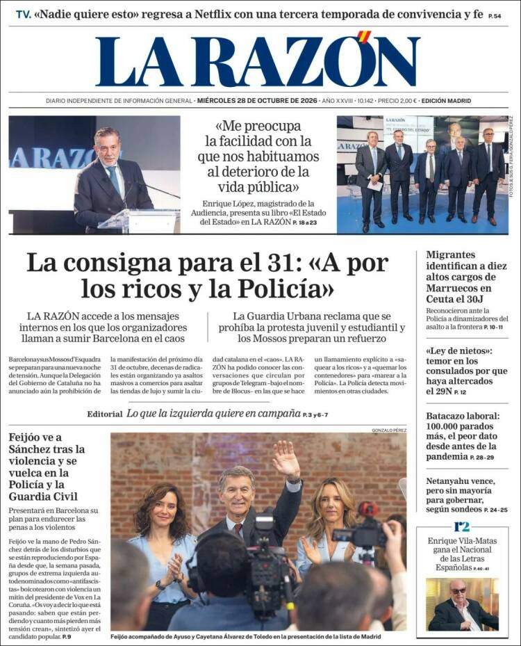 'La Razón', 28 d'octubre de 2026