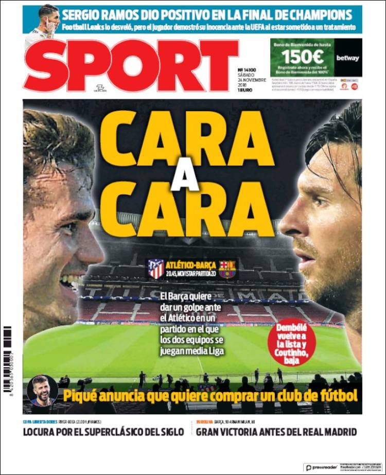 Sport Portada 24 11 2018 Sport Portada 24 11 2018