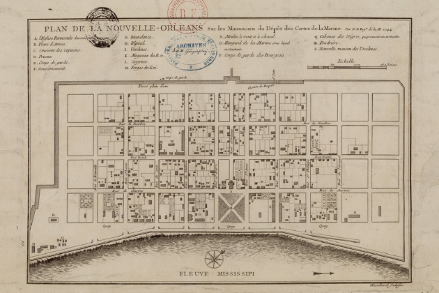 Plànol de Nova Orleans (1744). Font Bibliothèque Nationale de France