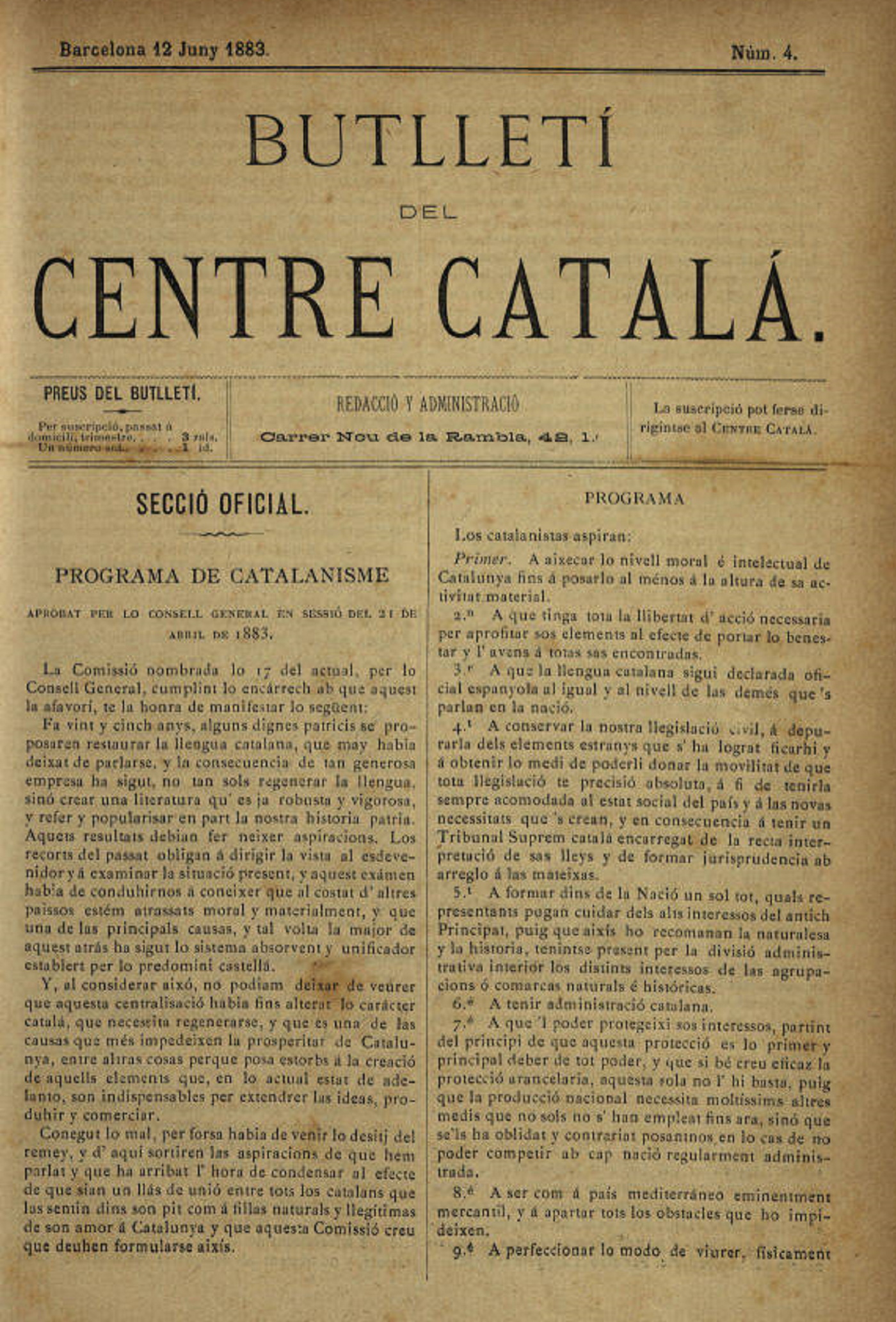 El Centre Català propone oficializar la lengua catalana en todo el estado español