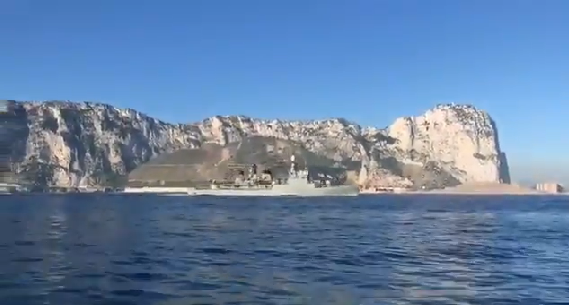 Video: Spanish navy ship in Gibraltar waters, apparently playing Spanish anthem