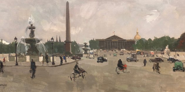 Rafael Durancamps (1891 1979) Place de la Concorde París Oli sobre tela 35x80 cm Contacto