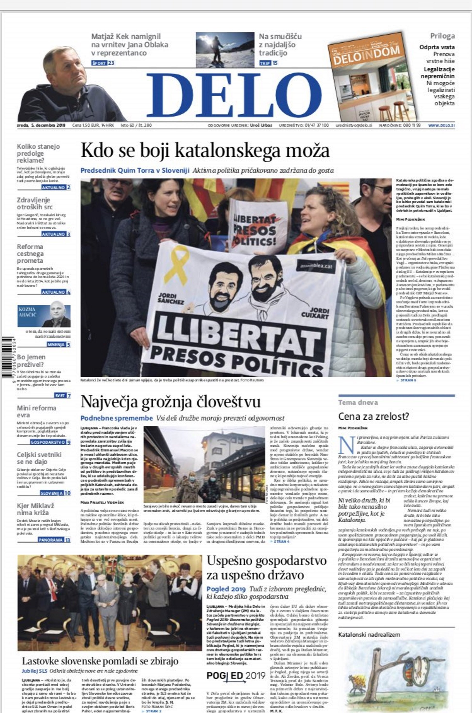 Diari eslovè 'Delo': "Qui té por de la reivindicació catalana?"