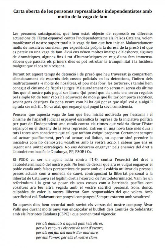 carta oberta represaliats Estat