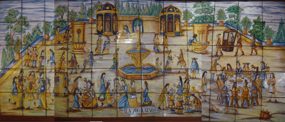 Mosaico La Xocolatada (1710). Fuente Museo de la Cerámica de Catalunya