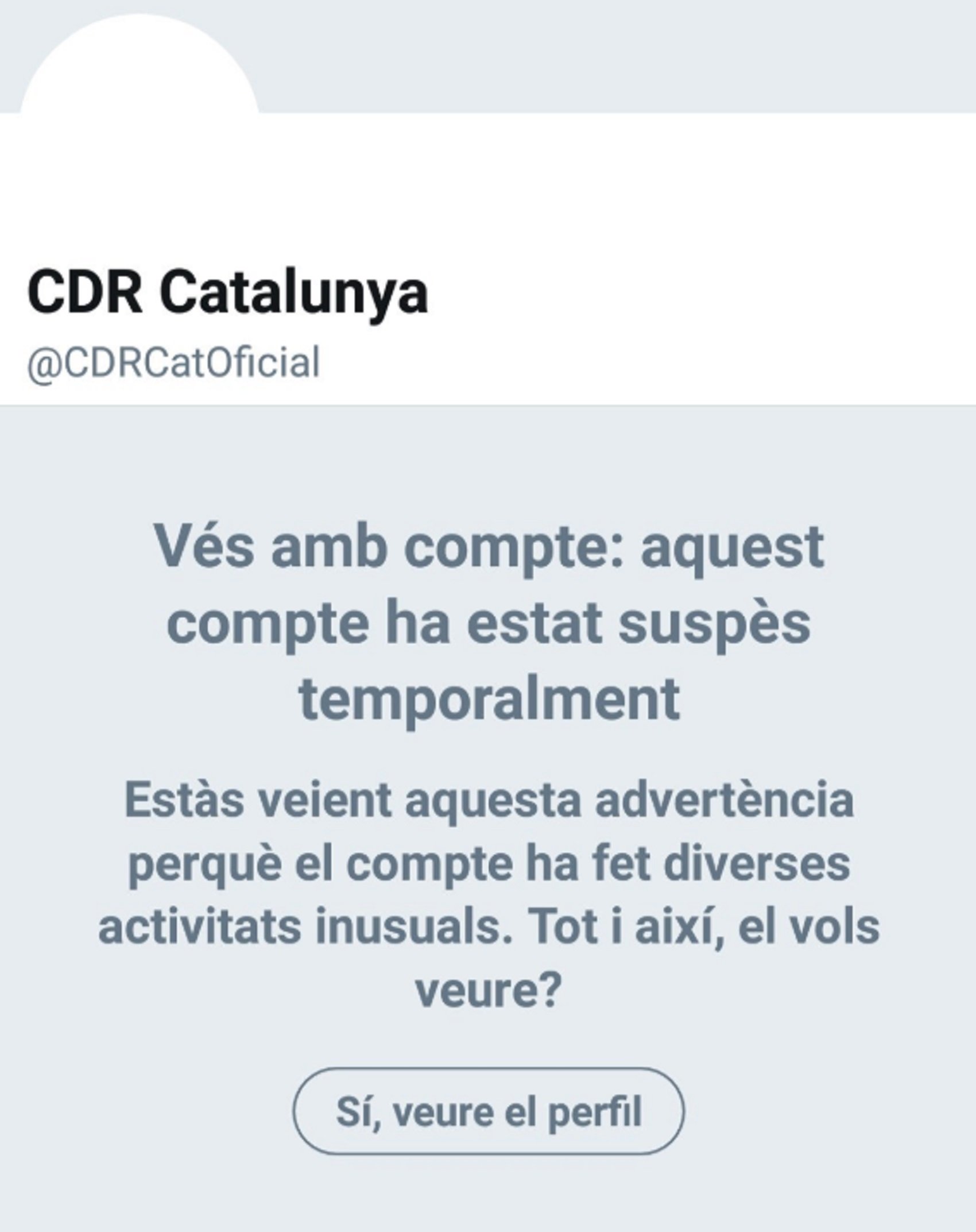 Es reactiva el compte oficial del CDR, que havia estat restringit
