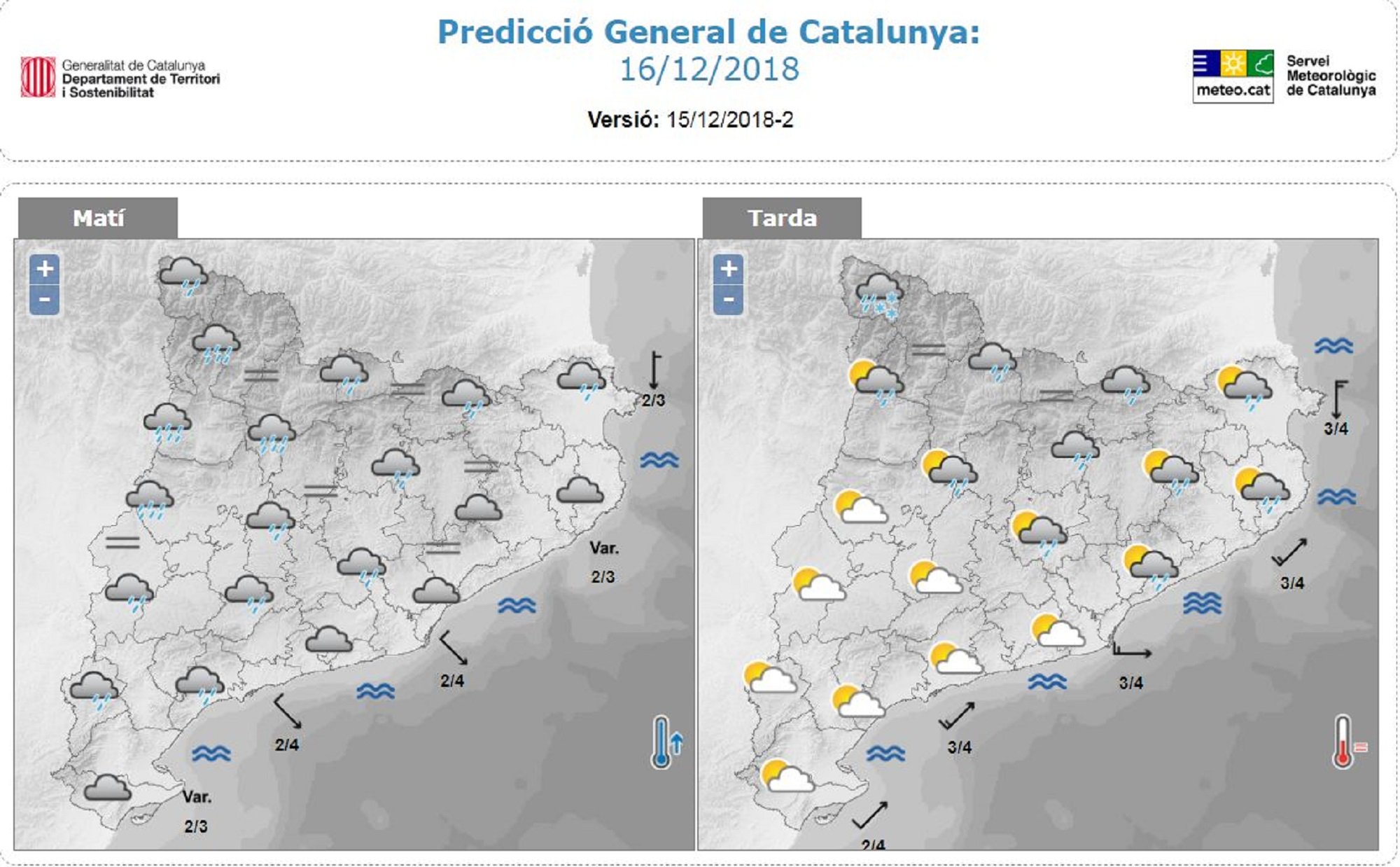 Núvols i precipitacions a la vista
