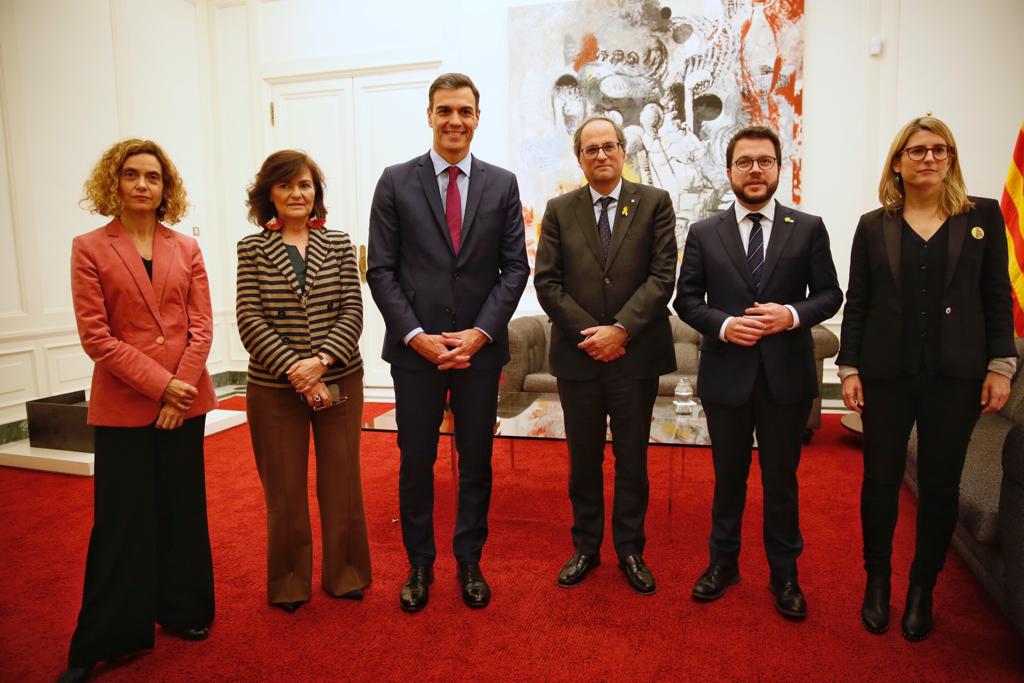 ELNACIONAL Reunión Torra Sanchez foto conjunta Pedralbes - Sergi Alcàzar