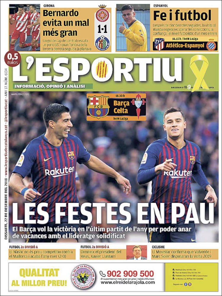 L'Esportiu Portada 22 12 2018