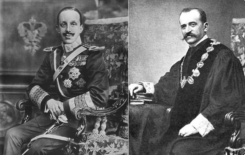 Alfonso XIII y Romanones. Fuente Museu Nacional d'Art de Catalunya y La Ilustración Española i Americana