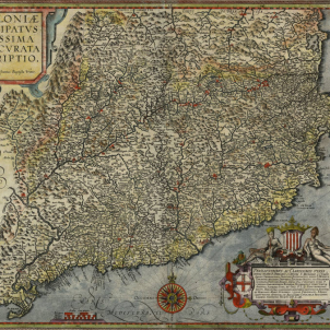 Mapa de Catalunya (1608). Font Institut Cartogràfic de Catalunya
