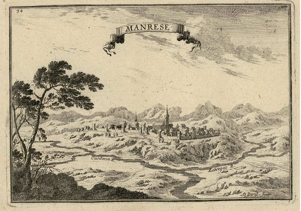 Grabado de Manresa (1652). Fuente Centro de Estudios del Bages