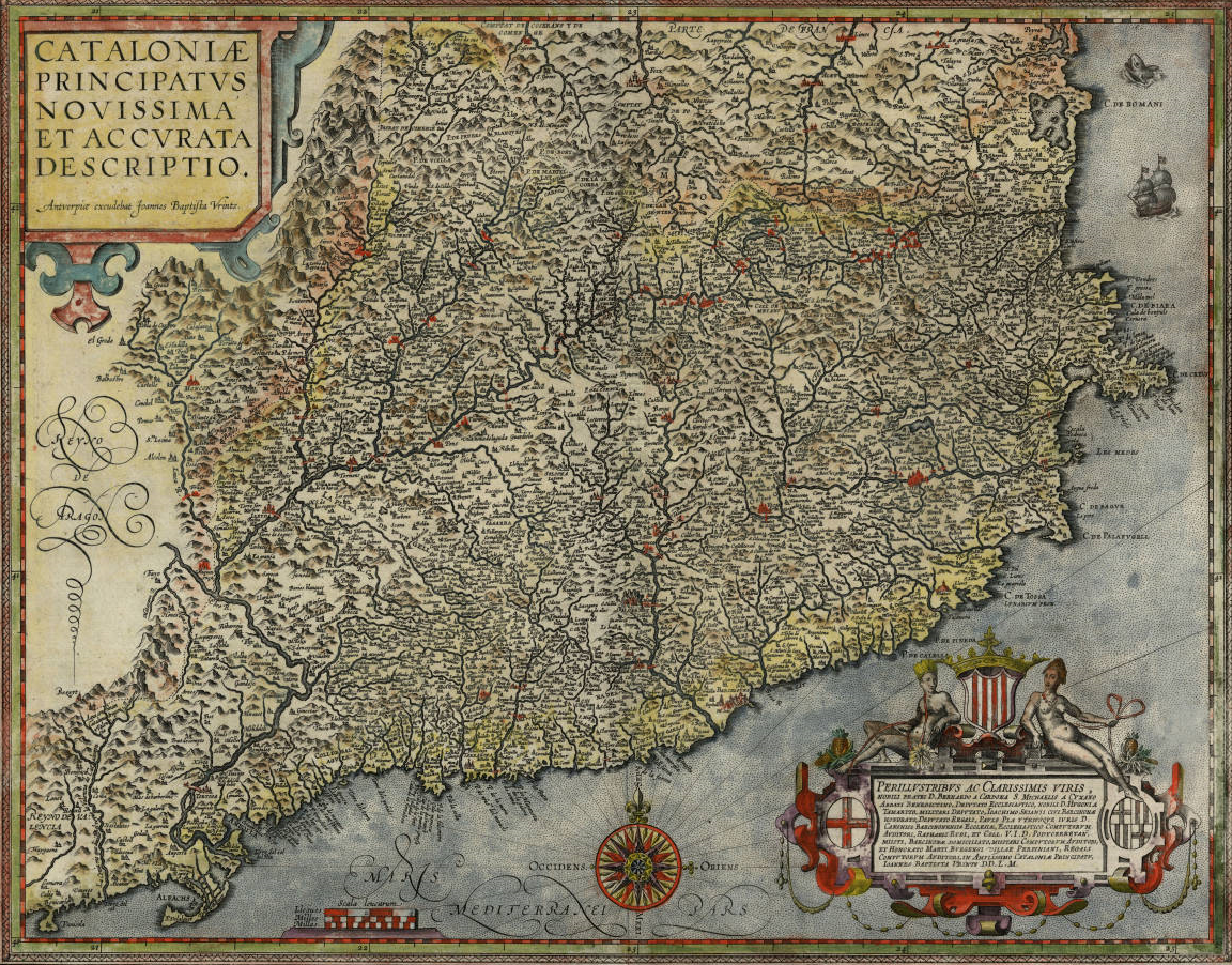 Mapa de Catalunya (1608). Font Institut Cartogràfic de Catalunya